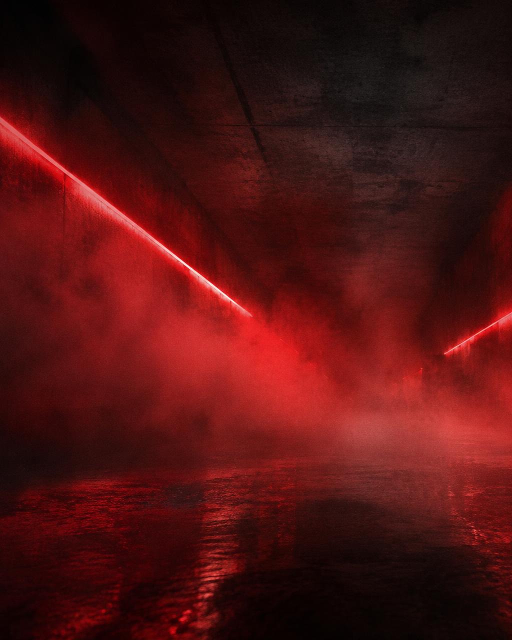 Red light cutting through fog